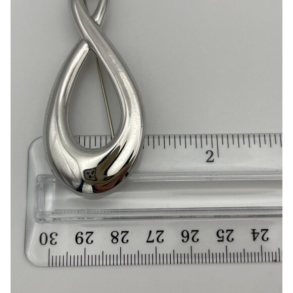 Vintage Monet Asymmetrical Infinity Silver Tone 3" - Picture 9 of 16